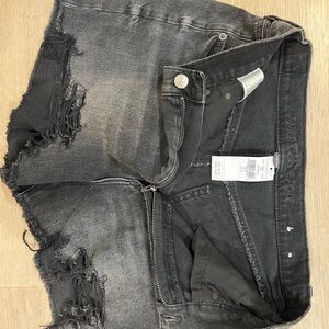 American Eagle Outfitters Men's Gray Distressed Denim Shorts
